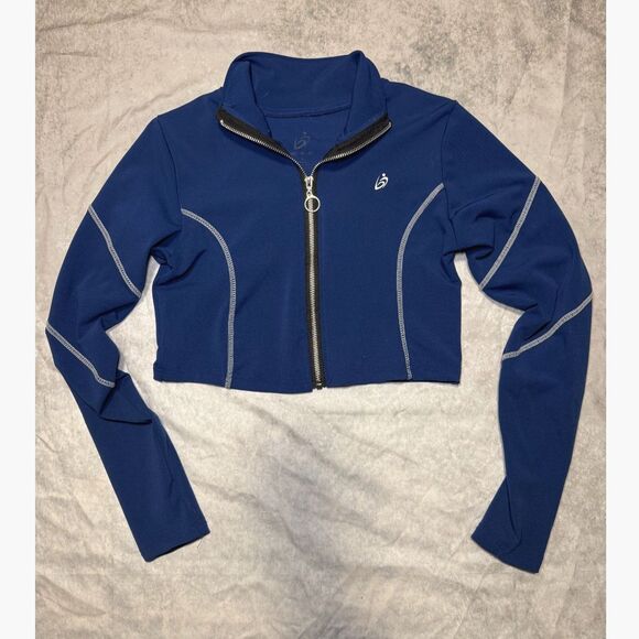 Fashion Nova Tops - Fashion Nova Blue Zip-Up Cropped Athletic Jacket Size Medium